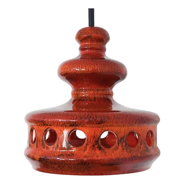 Mid-Century Modern Fat Lava Pottery Pendant Lamp, West Germany, 1970s For Sale