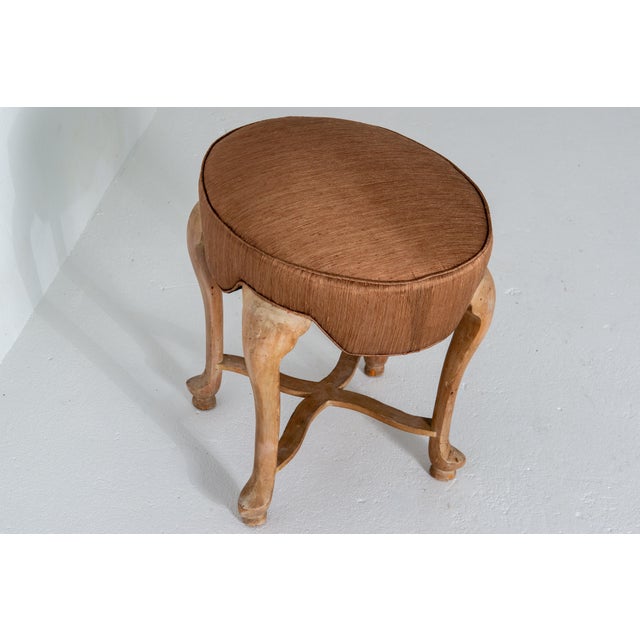 Mid-Century Modern Oval Upholstered Wood Bench, Spain, 1960s Design For Sale - Image 12 of 13