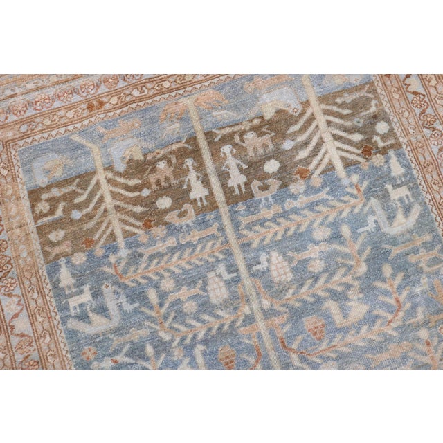 1920s Persian Malayer accent-size rug in blues and browns