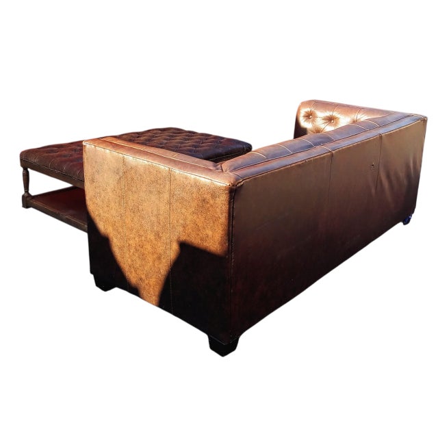 Modern Chesterfield Square Arm Leather Sofa, a Stunning Blend of MCM Design and Classic Craftsmanship. For Sale - Image 3 of 9