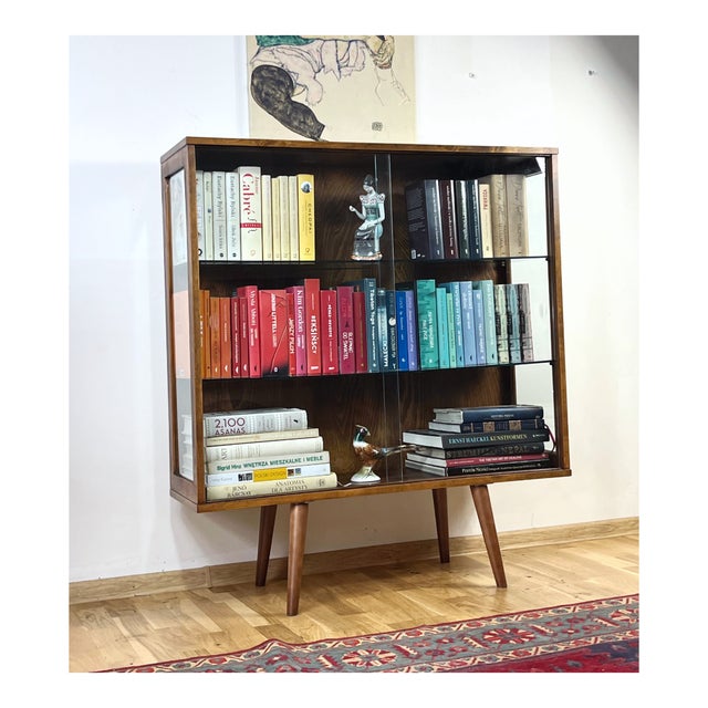 Wood Bookcase with Glass Sides, Czechoslovakia, 1973 For Sale - Image 7 of 12