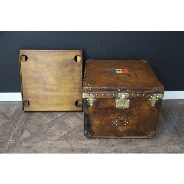 Louis Vuitton Antique Cube-Shaped Leather Trunk by Louis Vuitton, 1890s For Sale - Image 4 of 18