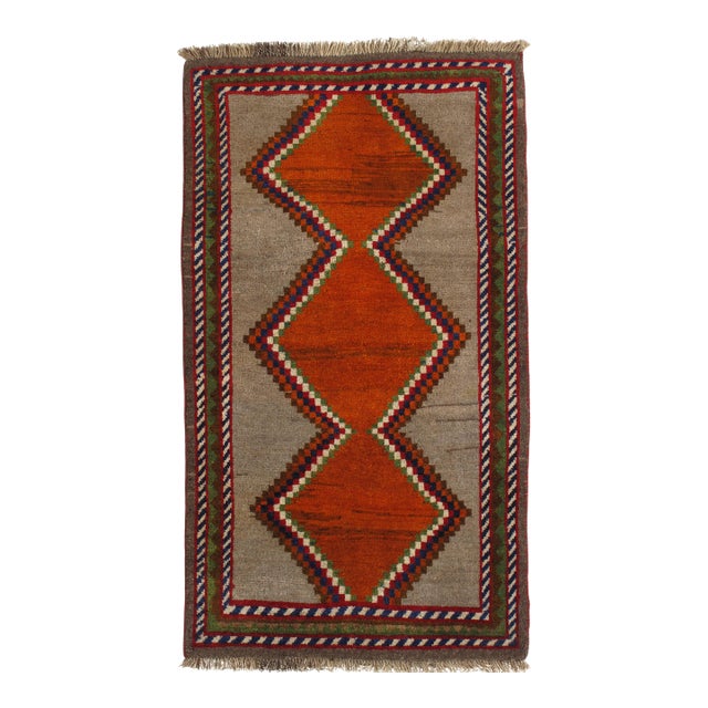 Vintage Hand-Knotted Persian Gabbeh Rug 3'3" X 5'8" For Sale