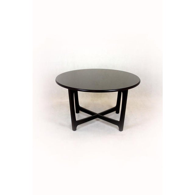 This round coffee table was made in Czechoslovakia in the 1970s. The table has been restored, lacquered in a satin finish....
