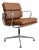 Eames Aluminum Group Side Chair With Arms for Herman Miller Brown Leather For Sale