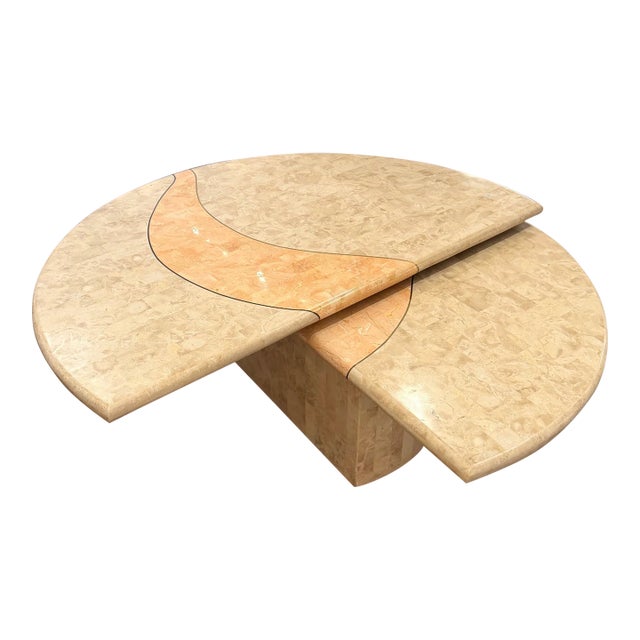 Vintage Tessellated Travertine Swivel Coffee Table by Casa Bique For Sale