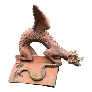 Gothic Dragon Terracotta Stone Roof Ridge Finial Garden Ornament For Sale