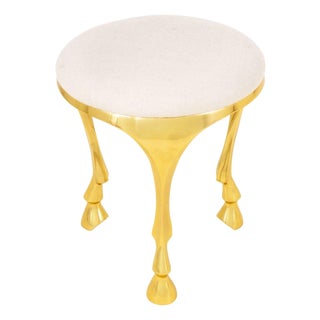 Postmodern Hoof Foot Upholstered Tripod Stool For Sale