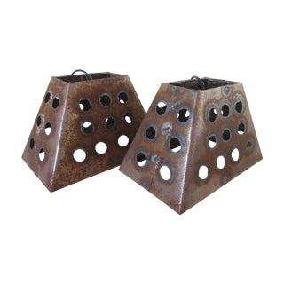 Custom Industrial Shade Pendants - Pair For Sale