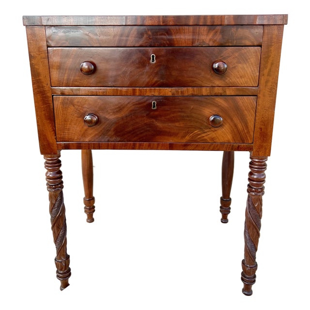 A Late Federal Mahogany Work Table Signed by New York Cabinetmaker George W. Miller, Circa 1825 For Sale