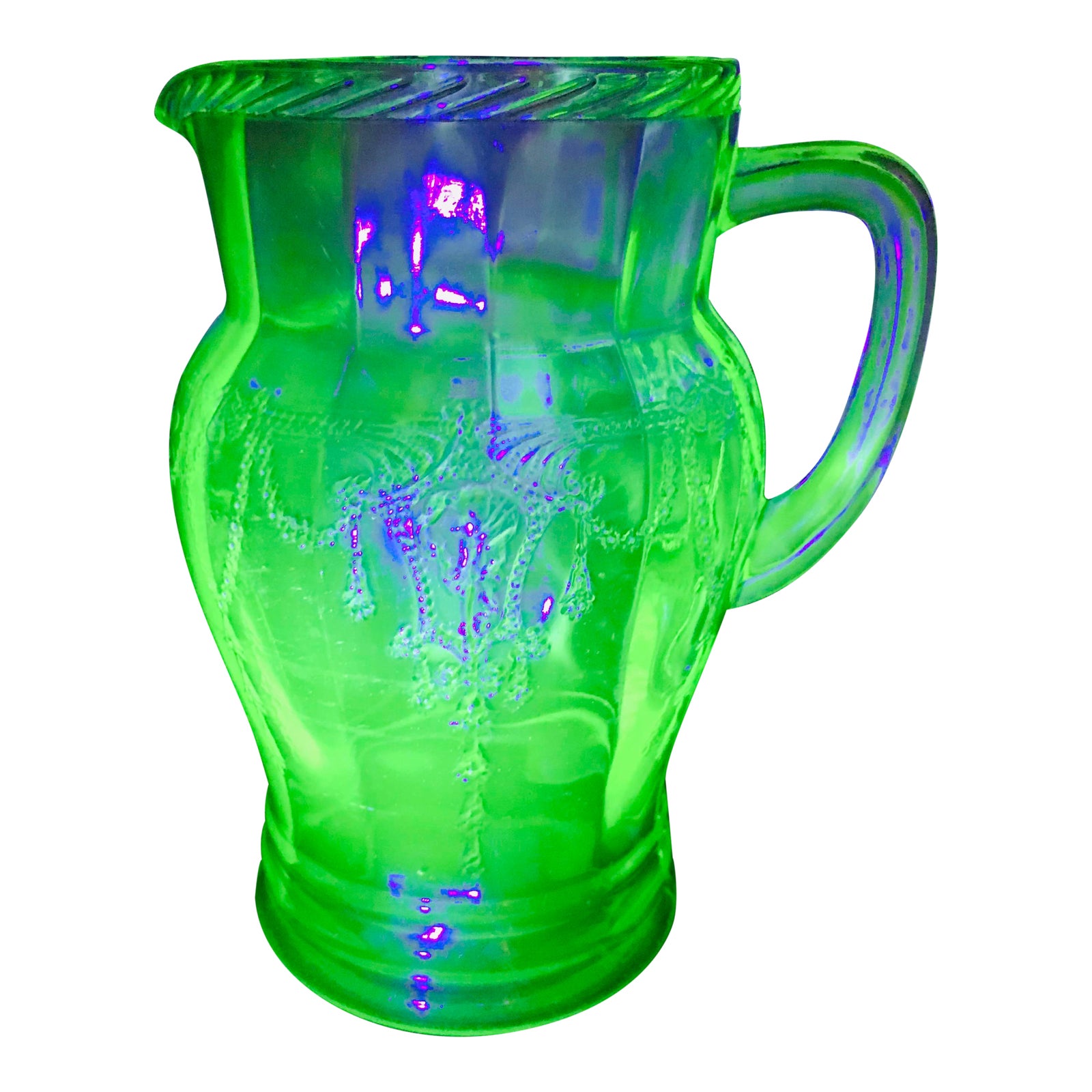 1930s Green Uranium Depression Glass Pitcher Carafe Chairish