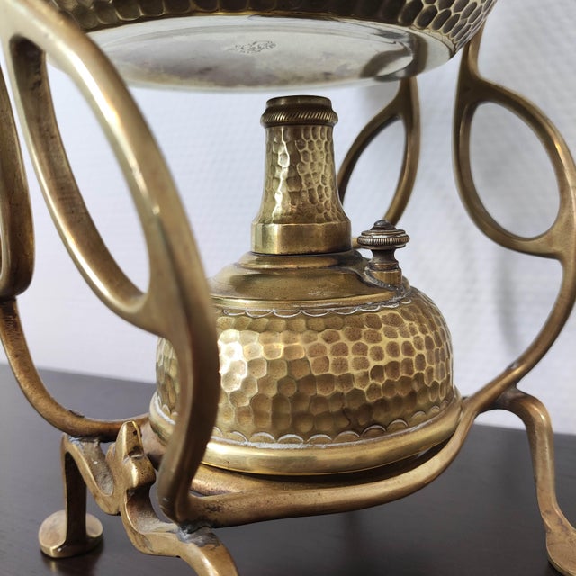 Antique E. D. Paris French Art Nouveau Brass Spirit Kettle on Stand For Sale - Image 11 of 13