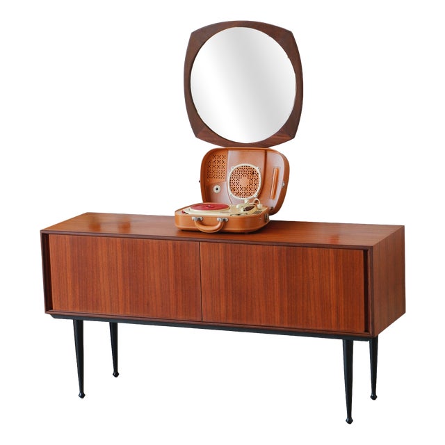 Vintage Vinyl Cabinet in Teak, 1960s For Sale