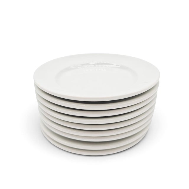 Late 20th Century French Apilco Sèvres White Porcelain Appetizer Plates, Set of 9 For Sale - Image 5 of 10