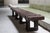 One of a kind artisan crafted super long very low bench or coffee table made of found salvaged wooden scaffolding and...
