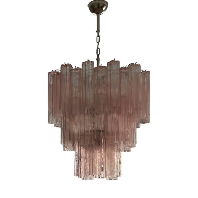 Pink Murano Glass Tronchi Chandelier For Sale