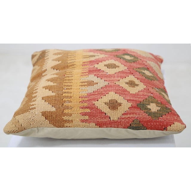 Tribal Arteverk Handwoven Afghan Kilim Pillow — Red & Gold Stripe For Sale - Image 3 of 3