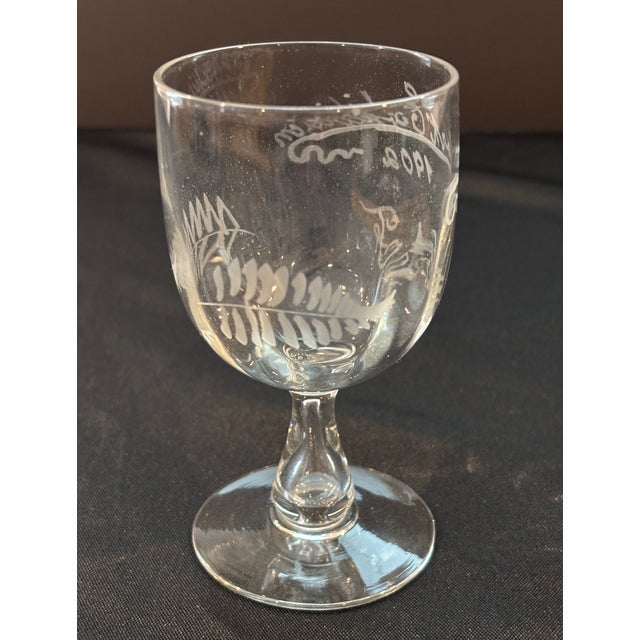 Transparent Clear 1902 Cork (Ireland) Exhibition Souvenir Etched Stemmed Glass- Rare For Sale - Image 8 of 8