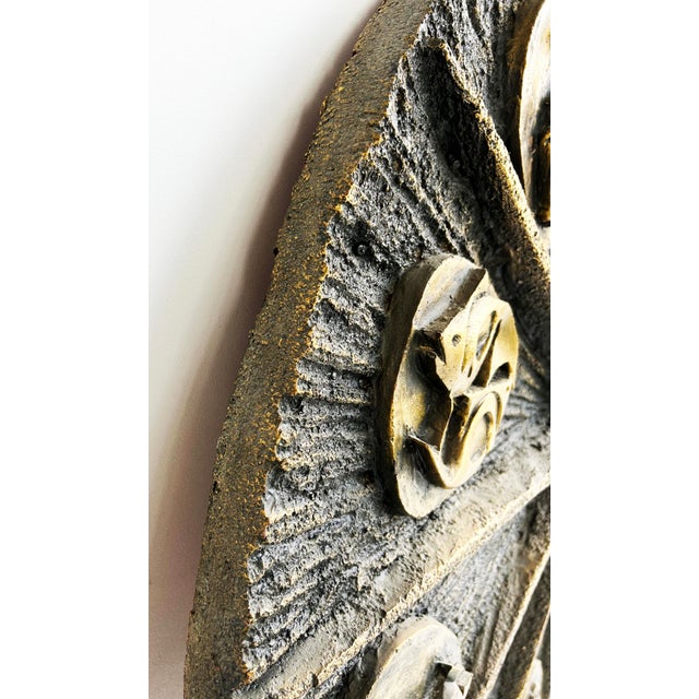 Bronze 20th C. Mid-Century Modern Brutalist Fiberglass Zodiac Wall Sculpture, J. Segura For Sale - Image 8 of 10
