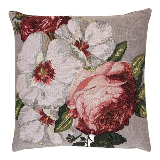 Floral Bloom II Tapestry Cushion With Feather Filler - 46 X 46cm For Sale
