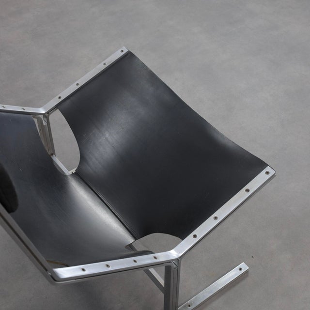 Black Leather Lounge Chair by Pierre Thielen for Metz & Co., Netherlands, 1960s For Sale - Image 8 of 12