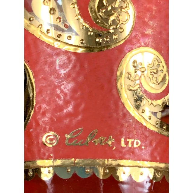 Metal Vintage 22k Culver LTD Red and Gold Paisley Glasses - Set of 4 For Sale - Image 7 of 8