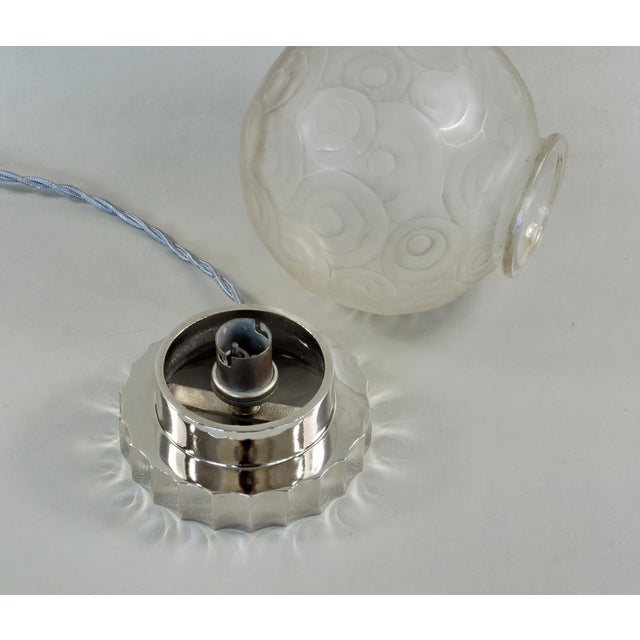 Silver French Art Deco Table Lamp by Marius Sabino 1930 France For Sale - Image 8 of 13