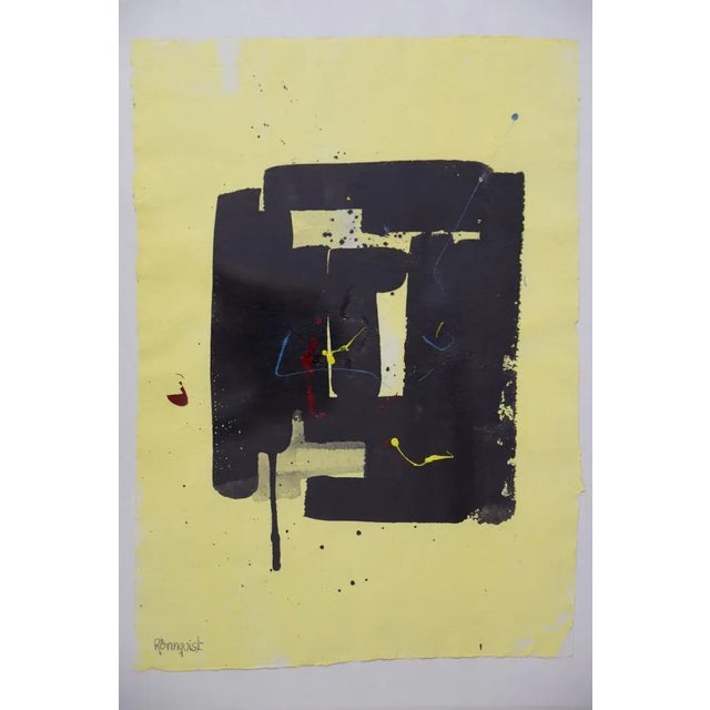 Björn Rönnquist, Composition, Original Acrylic on Paper, 1980s For Sale - Image 3 of 8