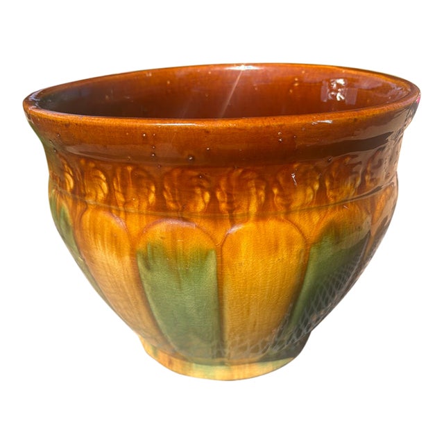 Late 19th Century Majolica Glazed Jardiniere Attributed to Weller For Sale