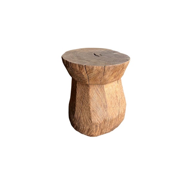 Wood 1970s Aged Javanese Teak Wood Side Table – Sculptural Organic Pedestal For Sale - Image 7 of 9