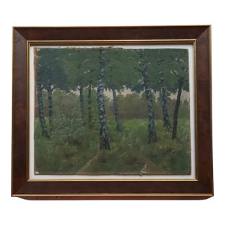 20th Century French Tree Line Painting For Sale