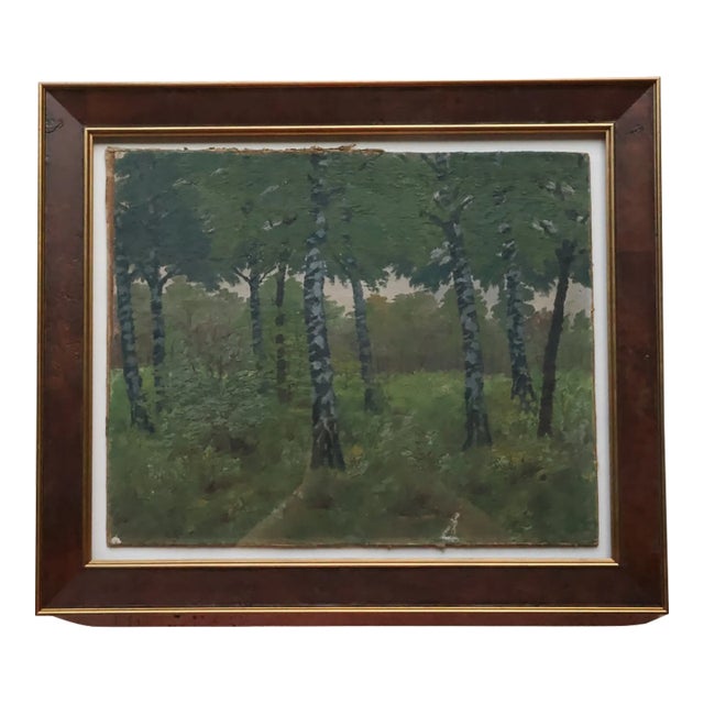 20th Century French Tree Line Painting For Sale