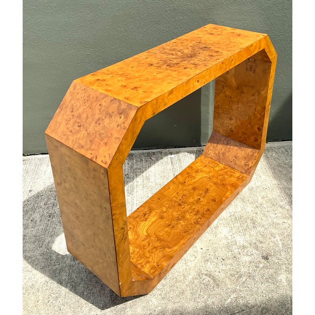 Vintage Burl Wood Console Table For Sale - Image 11 of 13