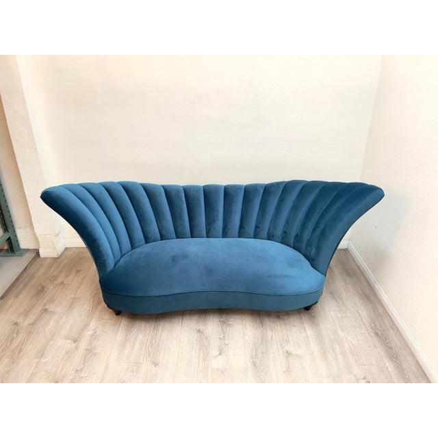 Cerulean Vintage Channel Back Sofa For Sale - Image 8 of 13