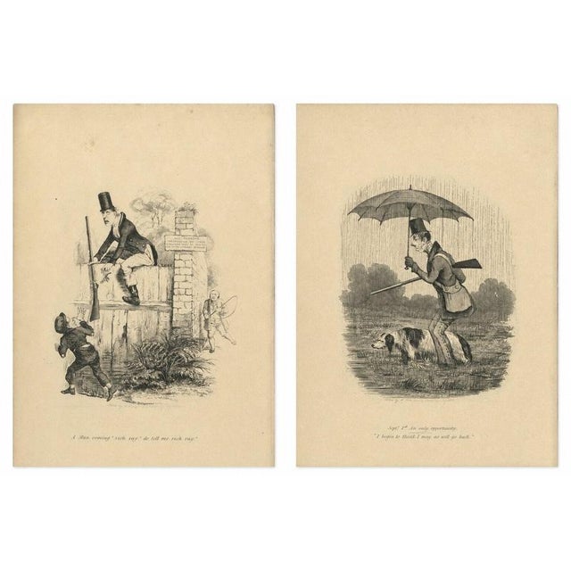 Seymour, Cockney Sportsmen in Comic Distress, 1836, Etchings, Set of 2 For Sale - Image 9 of 9