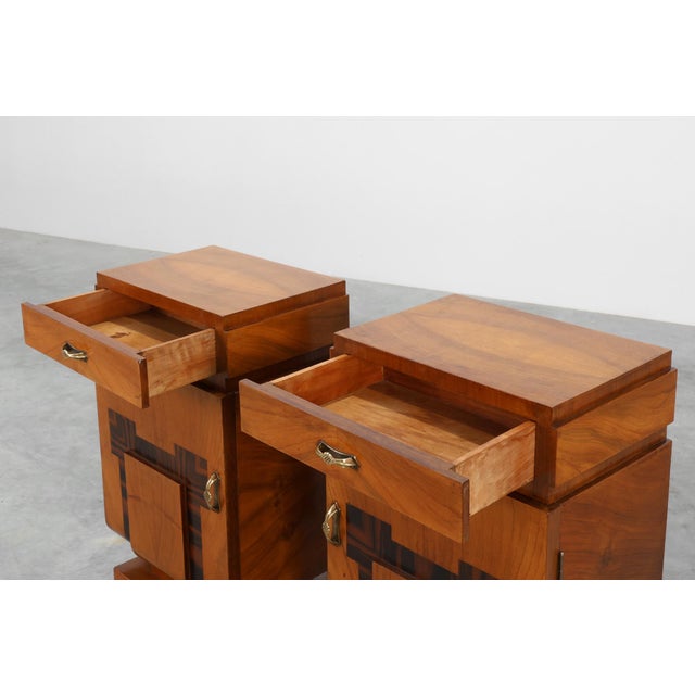 Black Art Deco Geometric Wooden Nightstands, Italy, 1920s, Set of 2 For Sale - Image 8 of 15