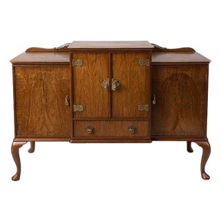 Art Deco Burr Walnut Queen Anne Drinks Cabinet For Sale