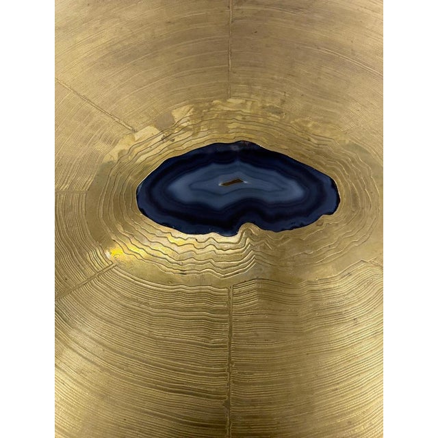 Coffee Table in Etched Brass, Black Resin and Agate from Lova Creation, 1980s For Sale - Image 15 of 17