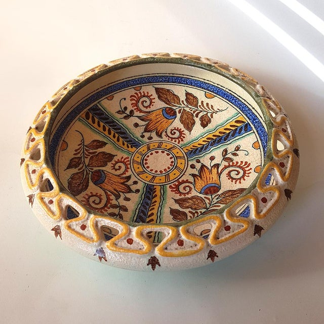 Brown Hand-Painted Ceramic Bowl by Joma For Sale - Image 8 of 13