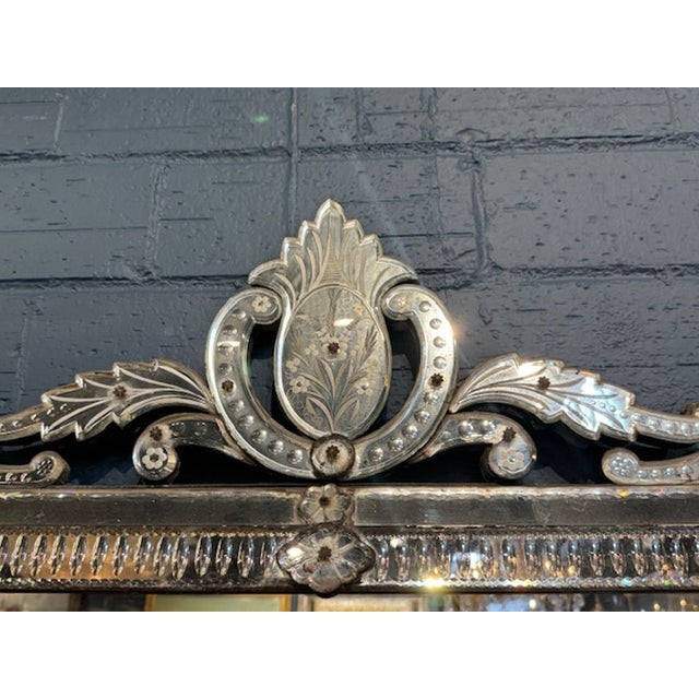 Traditional Vintage Venetian Etched Glass Mirror For Sale - Image 3 of 6
