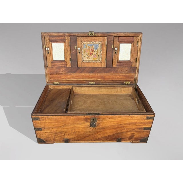 Fitted Interior Camphor Wood Campaign Trunk, 1860 For Sale - Image 4 of 11