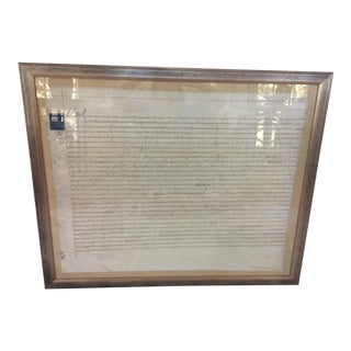 1837 Framed English Document For Sale
