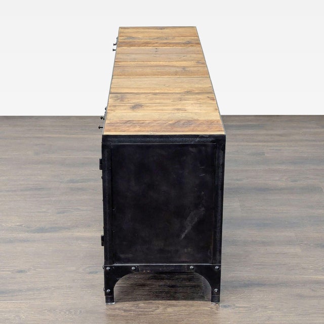 Industrial Wood and Metal Media Console For Sale - Image 4 of 8