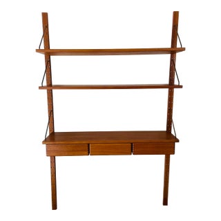 Vintage 1960s Danish Modern Teak Wood Omnibus Wall Shelving Unit by Sven Ellekaer For Sale