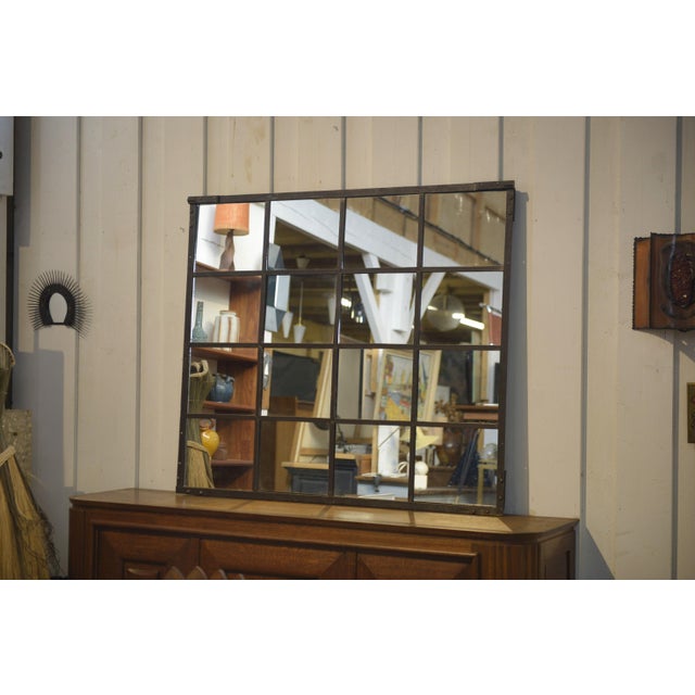 Black Mid-Century Industrial Mirror, 1950s For Sale - Image 8 of 8