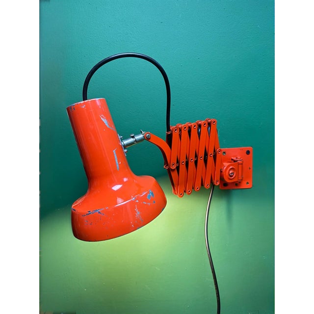 Metal Bright Orange Scissor Lamps by SIS, Germany, 1970s For Sale - Image 7 of 10