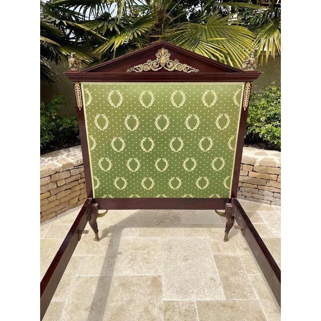 Traditional Empire Bed in Mahogany and Bronze For Sale - Image 3 of 13