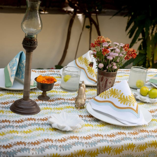 Leyla Tablecloth in Sungold For Sale - Image 4 of 4