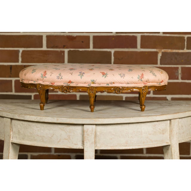 19th Century French Louis XV Style Footstool with Six Carved Cabriole Legs For Sale - Image 10 of 12
