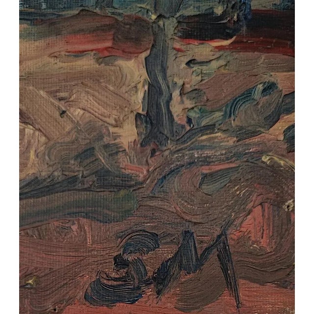 Modern S.M., Paysage Fleuri, 1970s, Oil on Cardboard For Sale - Image 3 of 9